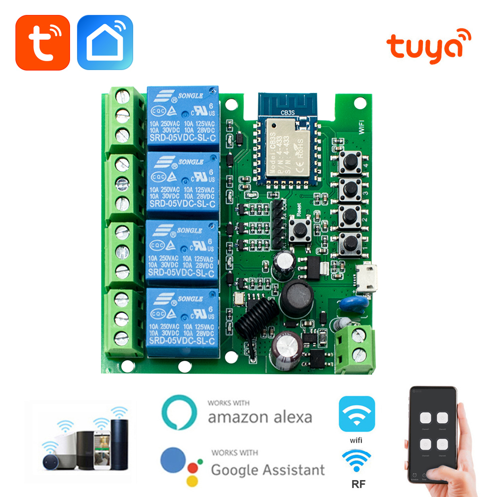 Smart Home Quotes - Tuya Smart Switch, 4 canaux, 7-32V,