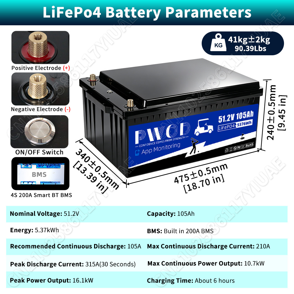 Batterie LiFePO4 48V 105Ah ave - Smart Home Energy App avis et prix